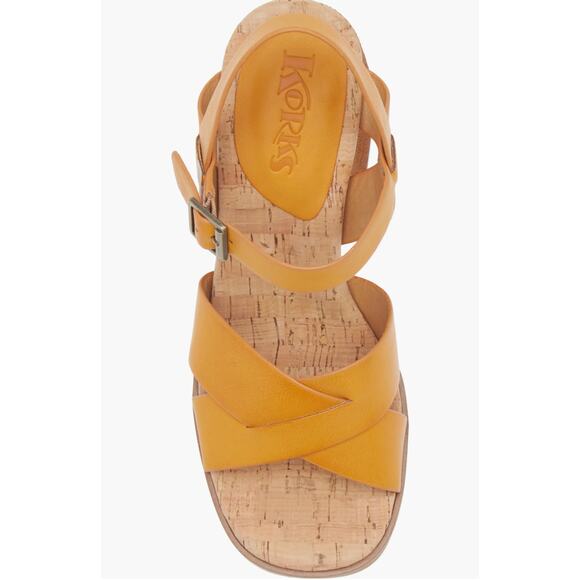 NEW Korks Pacye Block Heel Sandals Size 10 Orange Strappy Buckle Ankle Strap - Picture 5 of 6